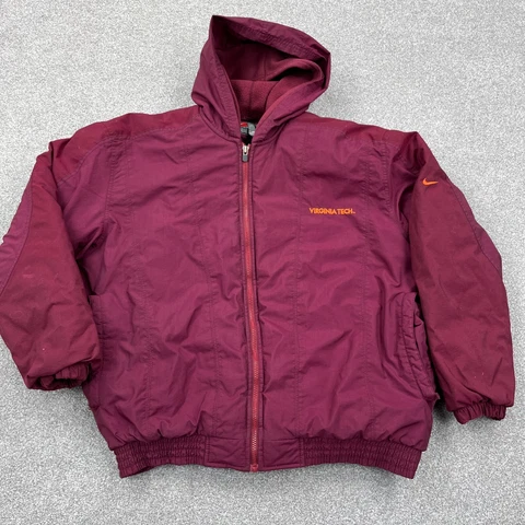 Vintage Virginia Teck Hokies Jacket Men Medium Maroon Puffer Coat Insulated Y2K Cover