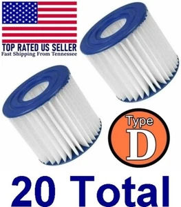 20 Pack TYPE D Swimming Pool Pump Filter Cartridges (4.13" x 3.75") Summer Waves - Picture 1 of 4