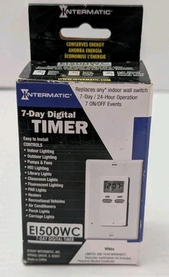 NEW Intermatic EI500WC  Single-Pole Digital Time Switch, White - Image 1 of 4