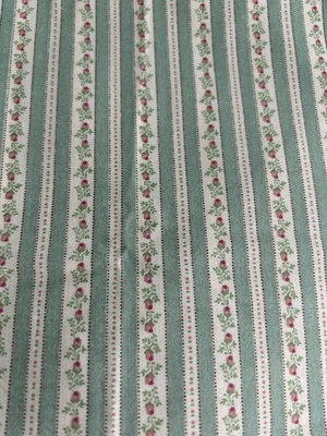 Vtg Green Ticking Stripe Fabric Petite Rose 1990 Fabric Traditions 1 Y F64 - Image 1 of 4
