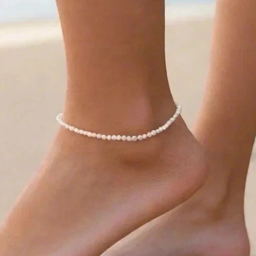 Tobillera de tenis para mujer 6,00 quilates corte redondo creada en laboratorio perla acabado oro blanco 14K Foto 1 de 3