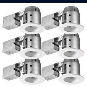 6 pack Commercial Electric LED Glare Control/Directional 4" White Recessed Kit - Picture 1 of 3