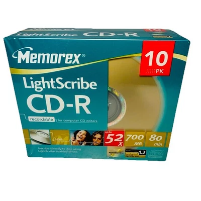 NEW Memorex LightScribe CD-R 10-Pack 52x 700mb 80 Minute Recordable Compact Disc - Image 1 of 4