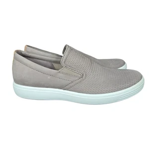 Ecco Soft 7 Slip On Shoes Mens 7-7.5 EU 41 Nubuck Leather Gray Casual Comfort - Picture 1 of 15