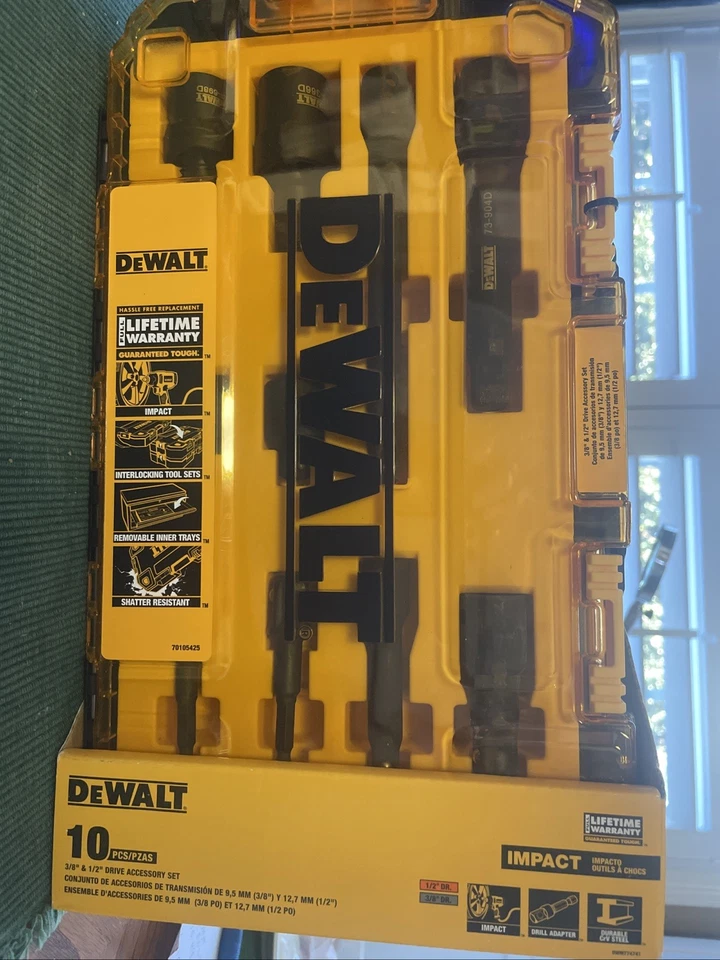 DeWalt 10 Pc Impact 3/8” And 1/2” Drive Acces Set DWMT 74741 - Image 1 of 3