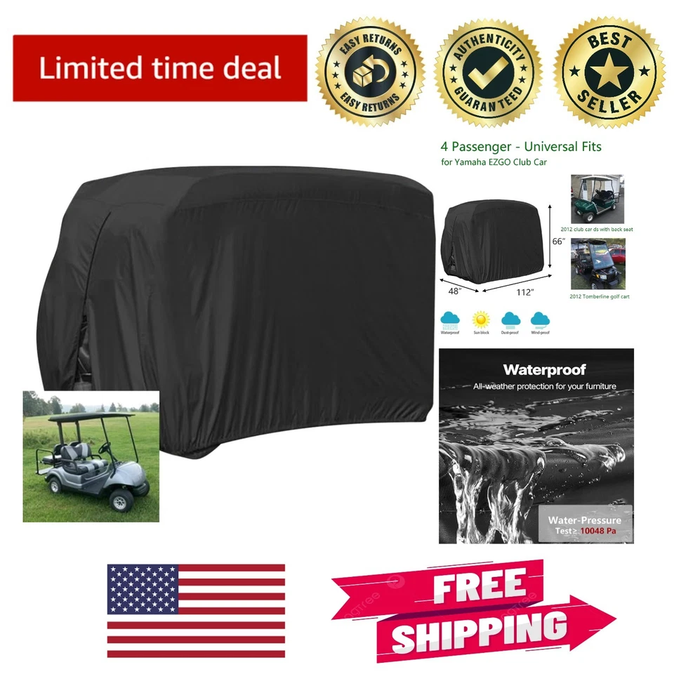 Golf Cart 4 Passenger Heavy Duty Storage Cover F Club Car Yamaha 112x 66x48inch