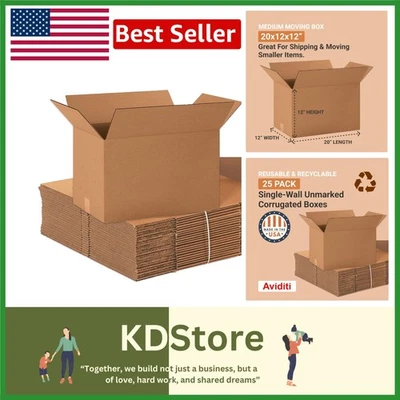 Heavy Duty 20L x 12W x 12H Corrugated Cardboard Boxes (20 Pack) - Image 1 of 4