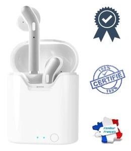 Écouteurs Stéréo Bluetooth Wireless Avec Microphone Sans Fil (Blanc / Gris) - Photo 1 sur 12