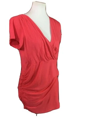 Motherhood Maternity Short Sleeve Coral Peach Color Size Med Women’s Elastic S   - Image 1 of 4