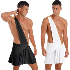 Herren Römer Griechische Toga Kostüm Ein Schulter Rock Sexy Lingerie Halloween - Bild 1 von 25