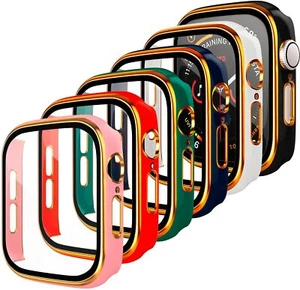 For Apple Watch Series 8 7 SE 6 5 4 3 Tempered Glass Screen Protector Case Cover - Picture 1 of 12