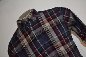 39751 Eddie Bauer Flannel Shirt Untucked Fit Blue Plaid Cotton Size Large Mens - Picture 1 of 8