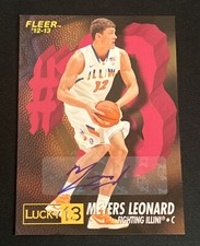 2012-13 Fleer Retro 1996-97 Lucky 13 Meyers Leonard #1 Rookie RC Auto Illinois