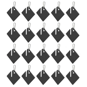 20 Pcs Key Tags Plastic Slotted Tags with Metal Snap Hooks Black - Picture 1 of 6