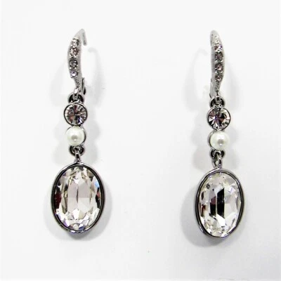 Серьги Givenchy с овальным кристаллом искусственным жемчугом без никеля серебристые гламурные блестящие - Изображение 1 из 4