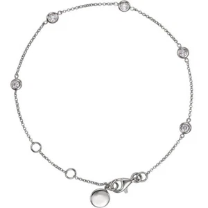 Conjunto de bisel de diamantes brazalete de 5 estaciones de 7" en oro blanco de 14 quilates (1/4 qt. tw.) - Imagen 1 de 2