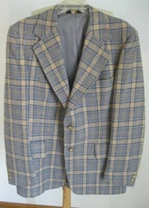 PERFECTO~VTG Pendleton AZUL CUADROS LANA ABRIGO DEPORTIVO CHAQUETA BLAZER 44 PECHO - Imagen 1 de 10