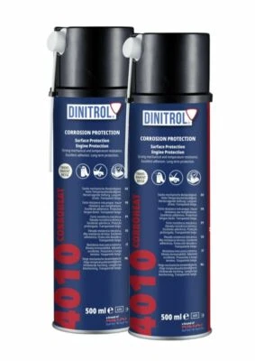 2 x DINITROL 4010 HIGH TEMPERATURE RUST PROOFING ENGINE CLEAR WAX 500ML AEROSOL
