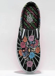 Van's day of the dead dia de los muertos zapato de lona brillante en la oscuridad talla 10 - Imagen 1 de 3