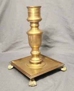 Vintage Maitland Smith Heavy Brass Candle Holder W/Claw Feet, 10.25" H, EUC - Picture 1 of 11