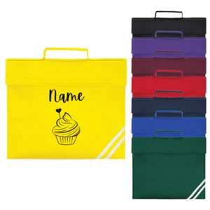 Personalised Cupcake Book Bag Name Custom Kids Boys Girls Reading School Bag - Picture 1 of 9