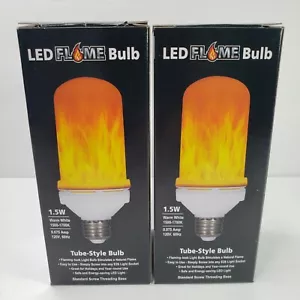 2 EZ Illuminations LED Flame Light Bulb Tube Style Domed Top Flaming Fire 1.5W - Picture 1 of 9
