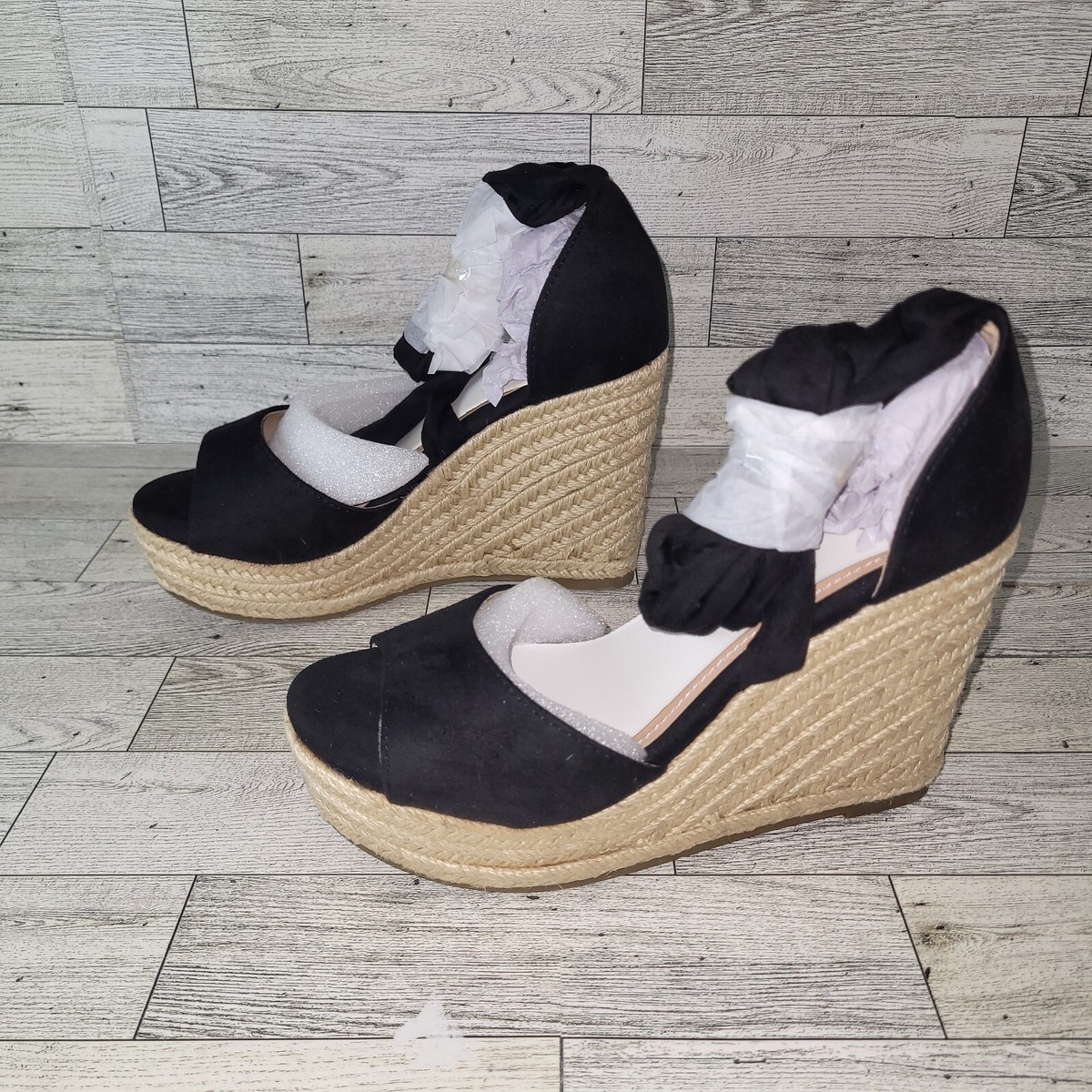 Sandalia Negra Sandalias CuÃ±as De Esparto Sandalias Cuña