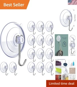 Reusable Suction Cup Hooks - 15pcs Strong Removable Stainless Steel for Home - Picture 1 of 8