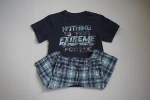 Boys 8 Gymboree“NOTHING IS TOO EXTREME FOR ME" TOP+CARGO SHORT NAVY BLUE 2pc Set - Picture 1 of 8