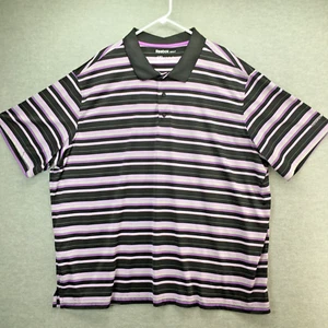 Reebok Golf Shirt 4XL Purple Short Sleeve Striped Polo Performance Athleisure - Picture 1 of 6