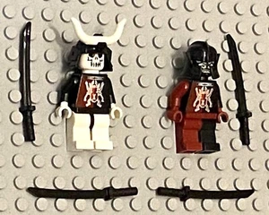 LEGO Minifigures 2 Skeleton Samurai Ninja Warriors Guys Minifigs Monsters Swords - Picture 1 of 7