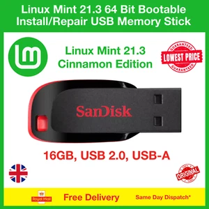 Linux Mint 21.3 Cinnamon Edition Try/Install Bootable USB Flash Drive (64-bit) - Picture 1 of 4