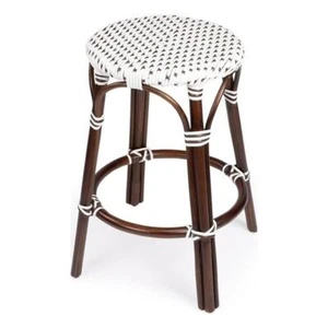Butler Specialty Company Tobias Rattan Round 24" Counter Stool - White And Brown - Picture 1 of 8