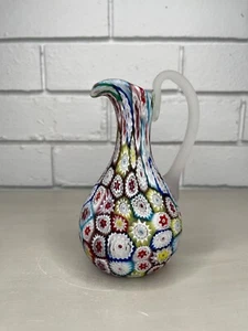 Murano Fratelli Toso Satin Glass Millefiori Tiffany Window Murrine Pitcher Jug - Picture 1 of 8