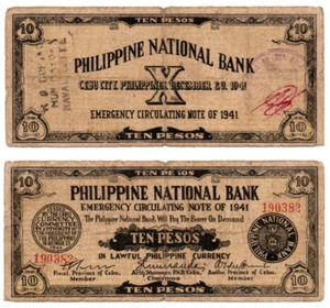 1941 Philippines Province Of CEBU 10P Emergency S217 C/S Naval, Leyte in 1942 - Picture 1 of 6