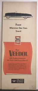 Anuncio de una cara vintage de aceite Veedol de los años 50 encontrado dondequiera que los autos finos viajen - Imagen 1 de 3