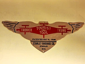 Tronick Tourist Trunk by Stanley Baggage Co. Deep Acid Etched Data Plate 1928 - Picture 1 of 3