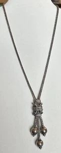 Ilaria Necklace Sterling Silver 925 Peruvian Top Notch Craft 18”L+2 Tassel 2.75” - Picture 1 of 12