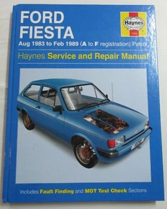 Haynes Ford Fiesta Agosto 83 - Feb 89 ( a-F Reg) Gasolina Servicio Libro Manual - Imagen 1 de 7