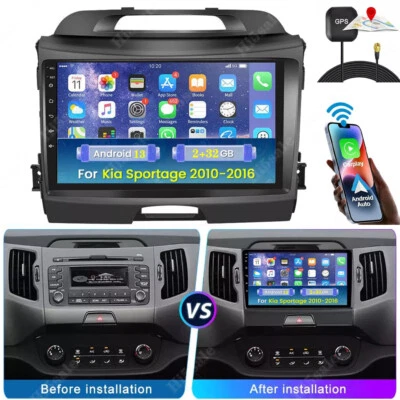 For KIA Sportage 3 2010-2016 Car Stereo Carplay Android 13 2+32GB Head Unit GPS Foto 1 de 4