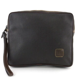 DUNHILL Clutch Bag Herringbone Gray Gray PVC x Leather Authentic USED T20361 - Picture 1 of 9