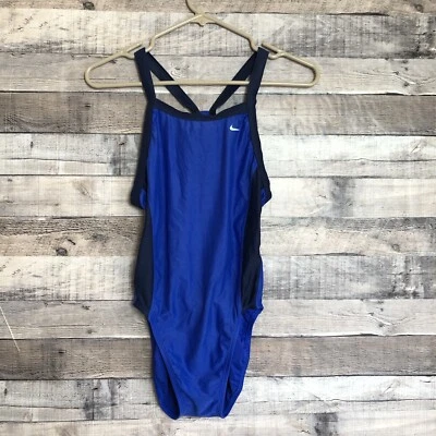 Nike Swim Solid Racerback Performance Swimsuit, Womens Size 8/34 Blue - Image 1 of 4