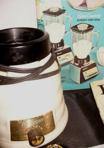 Vintage 1950s White Beehive Osterizer Model 449 Blender Base ONLY & Cookbook - Picture 1 of 4