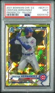 CRISTIAN HERNANDEZ 2021 Bowman Chrome Sapphire Edition Giallo /50 come nuovo PSA 9 - Foto 1 di 2