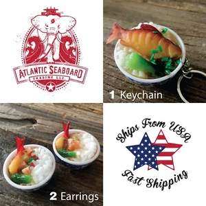 Japanischer Lebensmittel Anhänger Harz Schüssel Reis Ramen Haken Stil Ohrringe oder Schlüsselanhänger - Bild 1 von 5