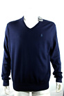 Polo Ralph Lauren Washable Merino Wool V-Neck  Blue Navy Jumper Size L Rrp £135