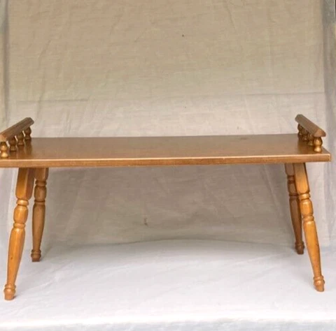 Vintage Mid Century Modern Wood  Rectangular Coffee Table With Gallery Rails Cover