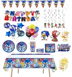 Sonic tableware set Plates cups Banner Kids Birthday party balloons decorations - Picture 1 of 25