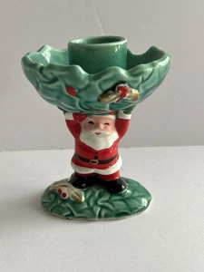 Vintage Single 1962 Napco Santa Claus Berry Holly Candle Stand Holder 5476 Japan - Picture 1 of 12