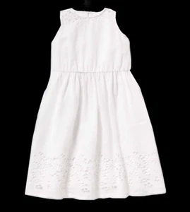 Gap Old Navy Girls White Eyelet Cutwork Dress Fit and Flare Sleeveless Lined 14 - Picture 1 of 5